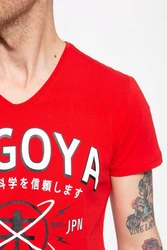 Akito Tanaka T-Shirt City Code Rot/Dunkelrot/Braun