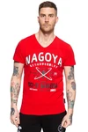 Akito Tanaka T-Shirt City Code Rot/Dunkelrot/Braun