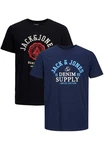 Jack & Jones T-Shirt 2-er Stck Pack Logo T-Shirts Rundhals Shirt JJELOGO (4342) Schwarz/Blau (4342) Jack & Jones T-Shirt 2-er Stck Pack Logo T-Shirts Rundhals Shirt JJELOGO (4342) Schwarz/Blau (4342)
