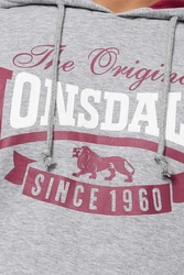 Lonsdale Kapuzenpullover Stotfield Hellgrau/Grau/Dunkelrot/Rot