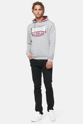 Lonsdale Kapuzenpullover Stotfield Hellgrau/Grau/Dunkelrot/Rot