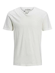 Jack & Jones T-Shirt SPLIT NECK Grau/Khaki/Creme