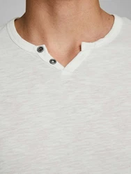 Jack & Jones T-Shirt SPLIT NECK Grau/Khaki/Creme