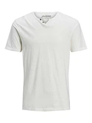 Jack & Jones T-Shirt SPLIT NECK Grau/Khaki/Creme