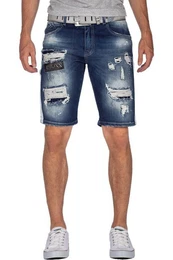 Jeansshorts Kurze Hose BA-CK190 W29 Destroyed Effekte mit Patches