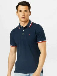 Jack & Jones Poloshirt JJEPAULOS POLO SS NOOS dunkelblau/rot/wei