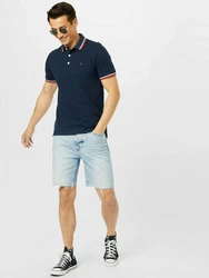 Jack & Jones Poloshirt JJEPAULOS POLO SS NOOS dunkelblau/rot/wei