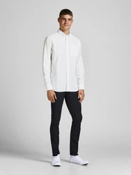 Jack & Jones Langarmhemd JPRBLUBrook OXFORD Weiß/Grau
