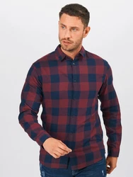 JACK & JONES Herren JJEGINGHAM Twill Shirt L/S NOOS Hemd Rot/Dunkelrot/Lila