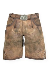 Krüger Trachtenlederhose Trachtenlook Helios Arijus Herren Braun/Grau