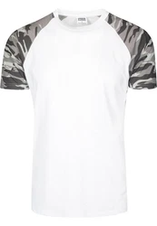 URBAN CLASSICS T-Shirt Raglan Contrast Tee (1-tlg) Dunkelgrün/Weiß