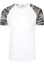 URBAN CLASSICS T-Shirt Raglan Contrast Tee (1-tlg) Dunkelgrün/Weiß