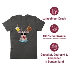 Shirtracer T-Shirt Oktoberfest Hirsch Mode für Oktoberfest Herren Türkis