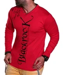 BLACKROCK 2-in-1 Langarmshirt Herren Henley V-Kragen Longsleeve Sweatshirt Rot/Dunkelrot