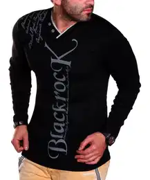 2-in-1-Langarmshirt Herren Langarmshirt Henley V-Kragen Longsleeve Pulli Sweatshirt V-Neck