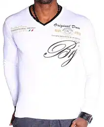 2-in-1-Langarmshirt Herren Langarmshirt Henley V-Kragen Longsleeve Pulli Sweatshirt V-Neck