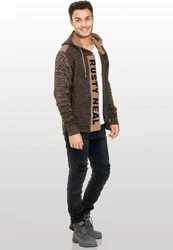 Rusty Neal Strickjacke Khaki/Dunkelgrün/Hellblau/Braun