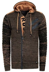 Rusty Neal Strickjacke Khaki/Dunkelgrün/Hellblau/Braun