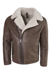 Lederjacke Edgar Lammfell Herren Lammfelljacke mit hellem und weichem Lammfell