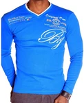BLACKROCK 2-in-1 Langarmshirt Henley V-Kragen Longsleeve Sweatshirt Blau/Hellblau/Türkis