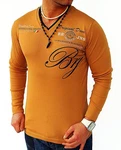 BLACKROCK 2-in-1 Langarmshirt Henley V-Kragen Longsleeve Sweatshirt Gelb/Orange