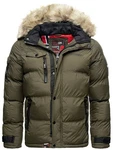 Geographical Norway Steppjacke Outdoor Parka Kapuzenjacke Dunkelgrün/Khaki/Grün/Braun