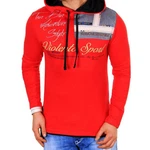 Violento Langarmshirt Herren Longsleeve Pulli Sweatshirt Shirt Kapuze Kragen Rot/Dunkelrot
