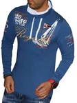 Violento Langarmshirt Herren Longsleeve Pulli Sweatshirt Shirt Kapuze Kragen Hellblau/Blau/Dunkelblau