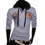 Violento Langarmshirt Herren Longsleeve Pulli Sweatshirt Shirt Kapuze Kragen Grau/Hellgrau/Dunkelgrau/Blau