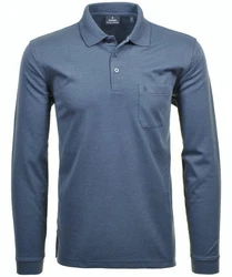 RAGMAN Poloshirt Langarmshirts Blau/Dunkelblau/Hellblau/Grau