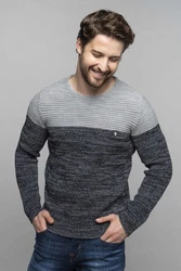 CRSM Carisma Herren Strickpullover K-114 Dunkelblau/Grau/Hellblau/Blau