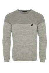 CRSM Carisma Herren Strickpullover K-114 Grau/Hellblau
