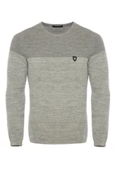 CRSM Carisma Herren Strickpullover K-114 Grau/Hellblau