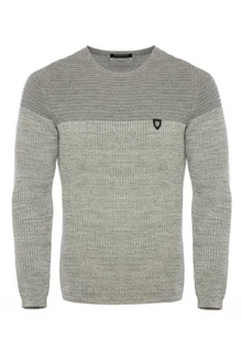 CRSM Carisma Herren Strickpullover K-114 Grau/Hellblau