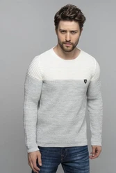 CRSM Carisma Herren Strickpullover K-114 Grau/Weiß