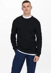 ONLY & SONS Strickpullover ONSPHIL REG 12 STRUC CREW KNIT Schwarz/Dunkelblau