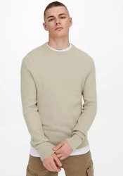 ONLY & SONS Strickpullover ONSPHIL REG 12 STRUC CREW KNIT Khaki