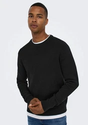 ONLY & SONS Strickpullover ONSPHIL REG 12 STRUC CREW KNIT Schwarz