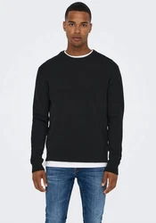 ONLY & SONS Strickpullover ONSPHIL REG 12 STRUC CREW KNIT Schwarz