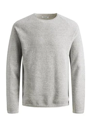 Jack & Jones Strickpullover JJEHILL KNIT CREW NECK Grau/Hellgrau