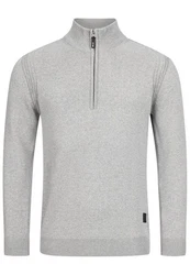 Indicode Strickpullover Pointeau Grau/Hellgrau