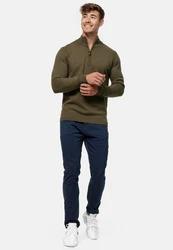 Indicode Strickpullover Pointeau Dunkelgrün/Khaki