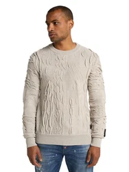 CARLO COLUCCI Rundhalspullover D'Andrea Khaki/Beige/Grau