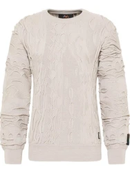 CARLO COLUCCI Rundhalspullover D'Andrea Khaki/Beige/Grau