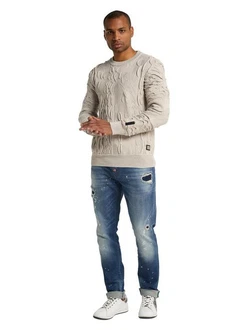 CARLO COLUCCI Rundhalspullover D'Andrea Khaki/Beige/Grau