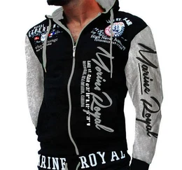 Collegejacke Herren Sweatjacke Sportjacke Joggingjacke mit lssiger Kapuze Marine Royal