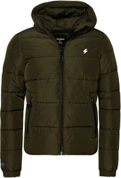 Steppjacke HOODED SPORTS PUFFR JACKET mit kontrastfarbener Stickerei