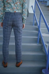 Next Anzug mit Karomuster Hose Dunkelblau/Grau/Blau/Hellblau