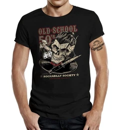 T-Shirt fr Rockabilly Hot Rod Racer Fans: Old School 50's Schwarz