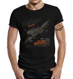T-Shirt in schwarz fr Airborne Racing US-Airforce Fans: Vintage Air
